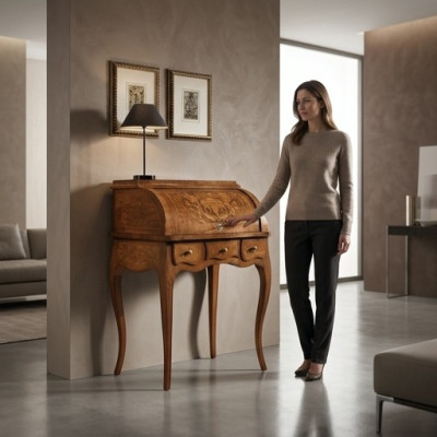 Design scrivania Mobili da ufficio di lusso Tavolo Tavoli italiani Segretaria Legno Nuovo