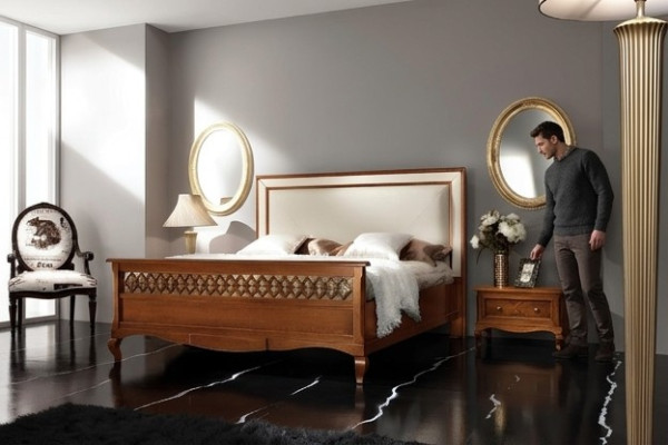 Set di mobili da camera da letto in stile italiano - comodino in legno massiccio 3 pezzi.