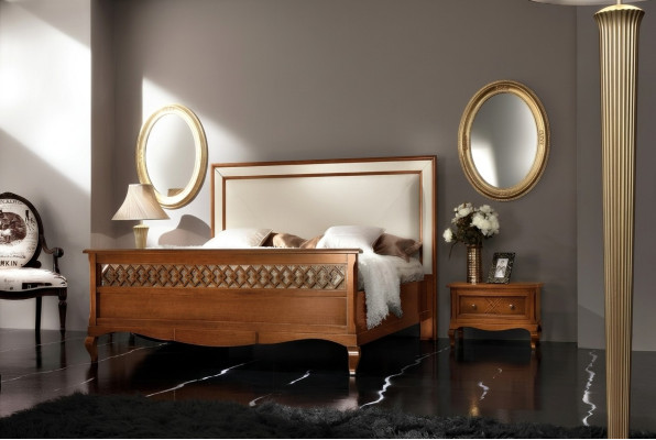 Set di mobili da camera da letto in stile italiano - comodino in legno massiccio 3 pezzi.