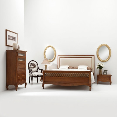 Set da camera da letto di lusso 4 pezzi. Letto 2 comodini Comò Mobili in legno massello Italia