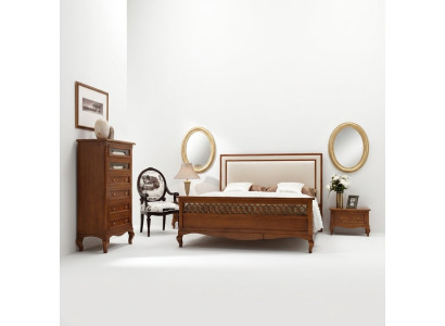 Set da camera da letto di lusso 4 pezzi. Letto 2 comodini Comò Mobili in legno massello Italia
