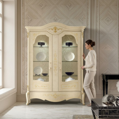 Vetrina di lusso, mobile vetrina classico, armadietto da soggiorno, credenza in legno nuovo.