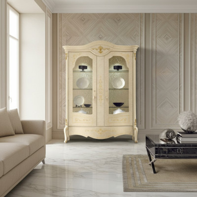 Vetrina di lusso, mobile vetrina classico, armadietto da soggiorno, credenza in legno nuovo.