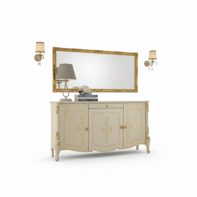 Comò con specchio in legno, mobili comodini, armadio, camera da letto, nero, credenza.