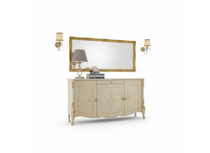 Comò con specchio in legno, mobili comodini, armadio, camera da letto, nero, credenza.