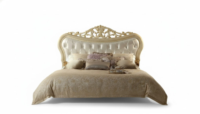 Letto matrimoniale Letto di lusso Letti in legno Telaio letto Beige Design Moderno