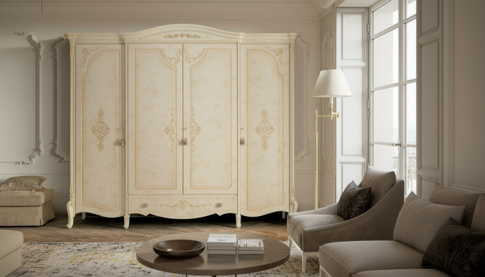 Armadi guardaroba in legno massiccio per arredamento da camera da letto in stile italiano.