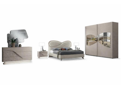 Set da camera da letto 5 pezzi. Letto di lusso, 2x comodini, cassettiera, armadio in legno nuovo.