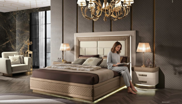 Letto Struttura letto in legno Camera da letto moderna Letto matrimoniale Mobili di lusso Letti