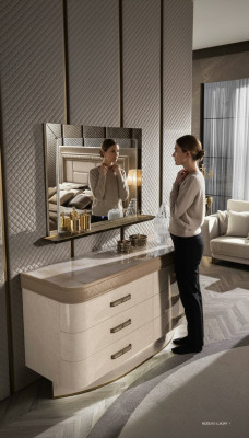 Comò con specchio Credenza Comodini Set Mobili italiani in stile 2 pezzi Armadio in legno