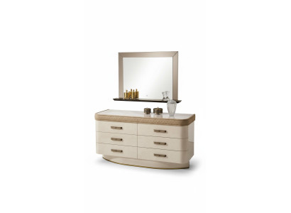 Comò con specchio Credenza Comodini Set Mobili italiani in stile 2 pezzi Armadio in legno