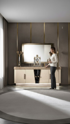 Comò con specchio in legno, mobili comò armadio camera da letto lusso credenza nuova