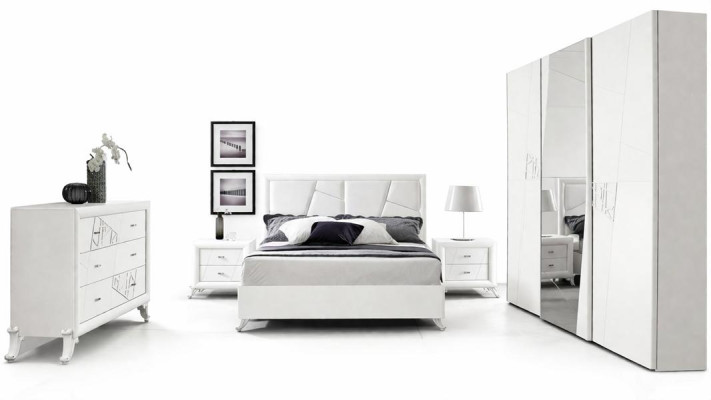 Letto Moderno Letti di Lusso Cornice Letto Matrimoniale in Legno Struttura Letto Camera da Letto Bianco