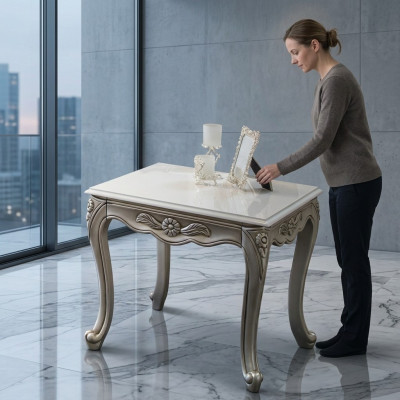 Tavolino laterale mobile Tavolo di lusso in legno Stile Art Déco Tavolino da salotto Salotto