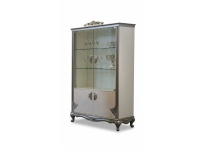 Vetrina di lusso in legno, armadi italiani per soggiorno, credenza con vetrina.