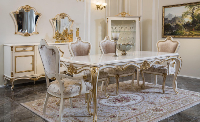 Sala da pranzo Tavolo da pranzo Sedia Set Gruppo Grembiule Tavolo Grembiule Lusso 5 pezzi.
