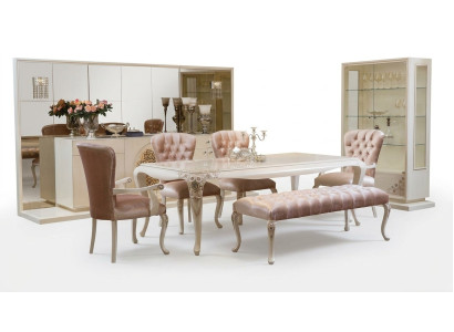 Sala da pranzo Set tavolo credenza 4 sedie vetrina sgabello 8 pezzi. Nuovo