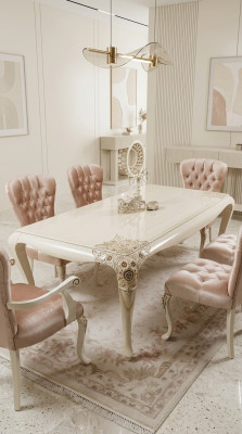 Tavolo da pranzo di lusso Design tavolo Tavoli da pranzo Tavoli in legno Mobili italiani 228 cm