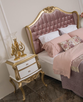 Struttura del letto Chesterfield Design Imbottita di lusso Letto da camera da letto Letti Rosa