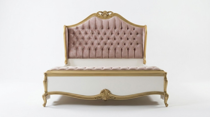 Struttura del letto Chesterfield Design Imbottita di lusso Letto da camera da letto Letti Rosa