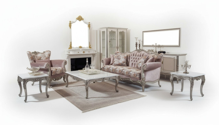 Set di tessuti di lusso 3 pezzi Divano 3+1 tavolino Divano Poltrona