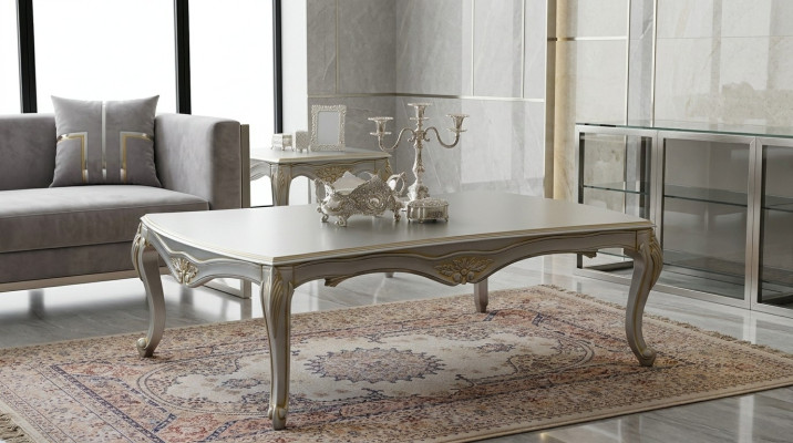 Tavolino da salotto di lusso Tavolini classici Oro Tavolo argentato in legno
