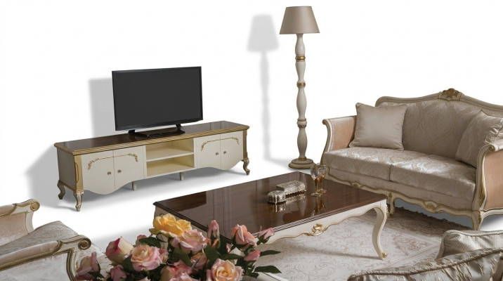 Set di lusso Tavolino da salotto Mobile TV Divano Divano Set di poltrone 3 pezzi Nuovo