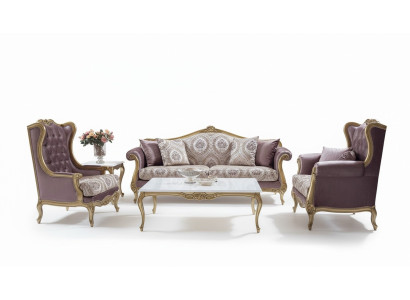 Set di divani di lusso Tavolino da salotto Divani Poltrone Tessuto Set di divani in velluto 4 pezzi.