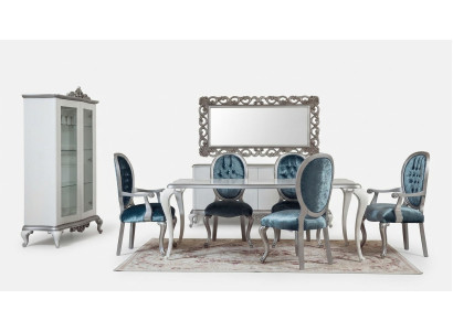 Design sala da pranzo Set 8 pezzi Sedia Comò Vetrina Specchio Tavoli da pranzo Legno