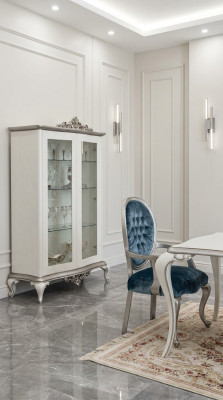 Vetrina bianca Vetrina in vetro Design Armadio classico Mobili di lusso in legno