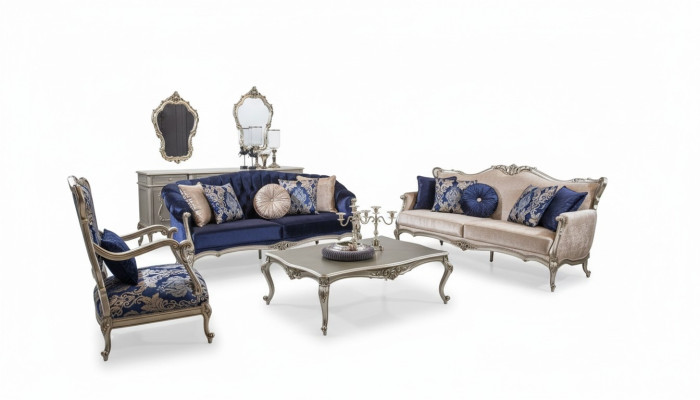 Set completo divano 3 posti + 2 posti + 1 posto con tavolino da salotto, divano design 4 pezzi