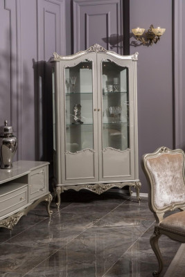 Vetrina grigio chiaro stile barocco rococò Vetrina in vetro Vetrine classiche