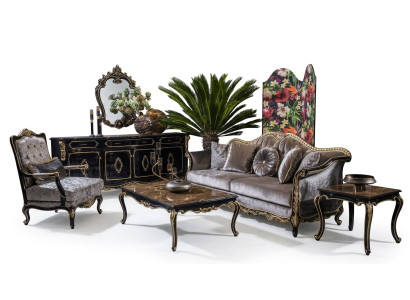 Sofà Set 5 pezzi: divano, credenza, tavolino, tavolino da caffè, poltrona.