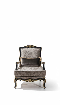 Poltrona imbottita, tessuto designer 1 posto, arredamento barocco.