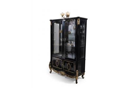 Mobile vetrina di vetro Vetrina di lusso in legno Vetrine Armadi Ripiani Neri