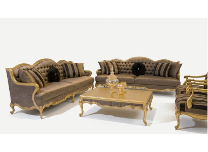 Set completo di divani 3+3+1+1 con tavolino da caffè stile barocco rococò 5 pezzi
