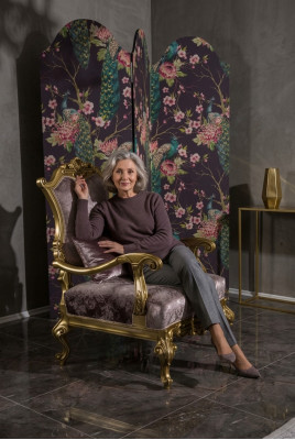 Poltrona monoposto di lusso 1 posto seduta imbottita barocca in tessuto stile Art déco