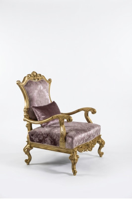 Poltrona monoposto di lusso 1 posto seduta imbottita barocca in tessuto stile Art déco