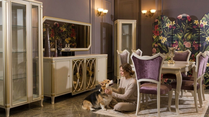 Classico set vetrina rtv credenza Vetrina di lusso Armadietto Set 2 pezzi.