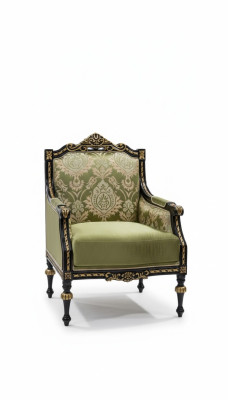 Poltrona relax classica in tessuto lounge, seduta di lusso in stile barocco verde.