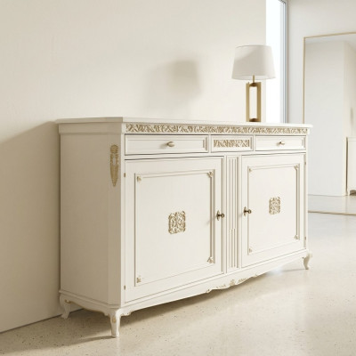 Classica commode stile antico sideboard in legno mobile credenza bianca nuova.