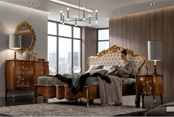 Set di lenzuola per il letto di lusso Letto Camera da letto classica Hotel Letto Mobili barocchi in legno