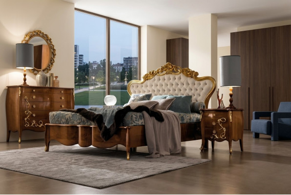 Set di lenzuola per il letto di lusso Letto Camera da letto classica Hotel Letto Mobili barocchi in legno