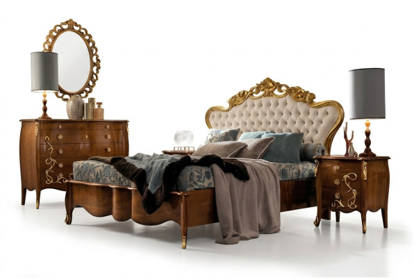 Set di lenzuola per il letto di lusso Letto Camera da letto classica Hotel Letto Mobili barocchi in legno