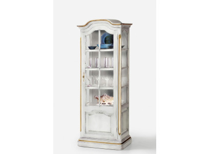 Mobile espositore in legno massello bianco per soggiorno, mobile buffet per sala da pranzo, mobiletto vetrina.