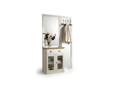 Supporto per abiti con ripiani Supporto per abiti con specchi Scaffale con cassetti bianco