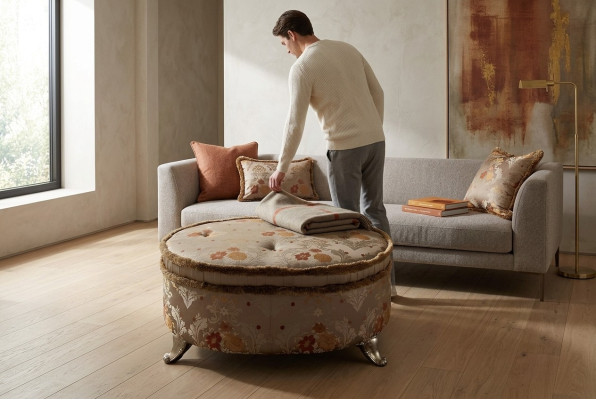 Tavolo ovale Pouf Chesterfield Pouf Poggiapiedi Ottomana Divano Tavolino Rotondo