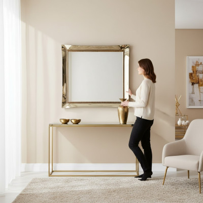 Specchio classico da parete con cornice in legno vero di lusso, nuovo stile barocco arredoclassic.