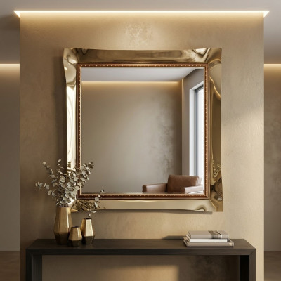 Specchio classico da parete con cornice in legno vero di lusso, nuovo stile barocco arredoclassic.
