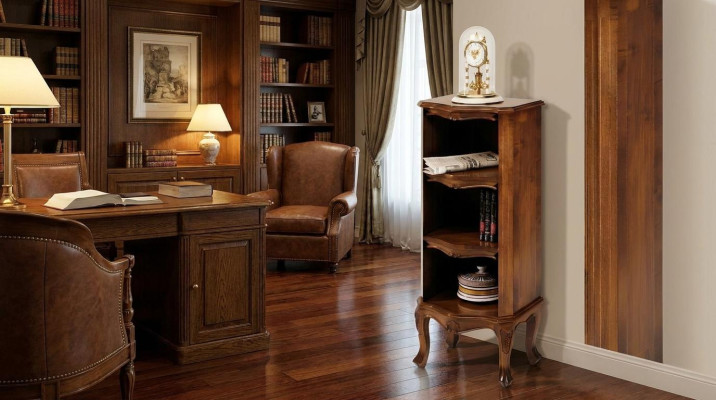 Mobile libreria in legno design stile barocco vetrina credenza massiccia.